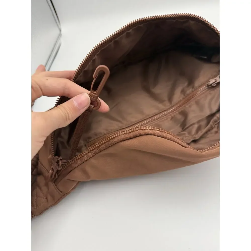 BÉIS Brown Nylon Sport Pack Belt Bag Crossbody Fanny Pack with Braided Rope